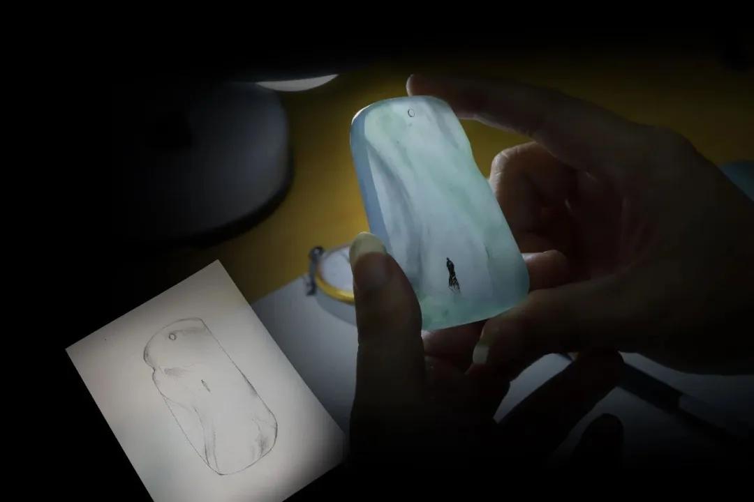 黑藓翡翠手镯从原石到成品，随形边角料又美出了新境界！  第17张