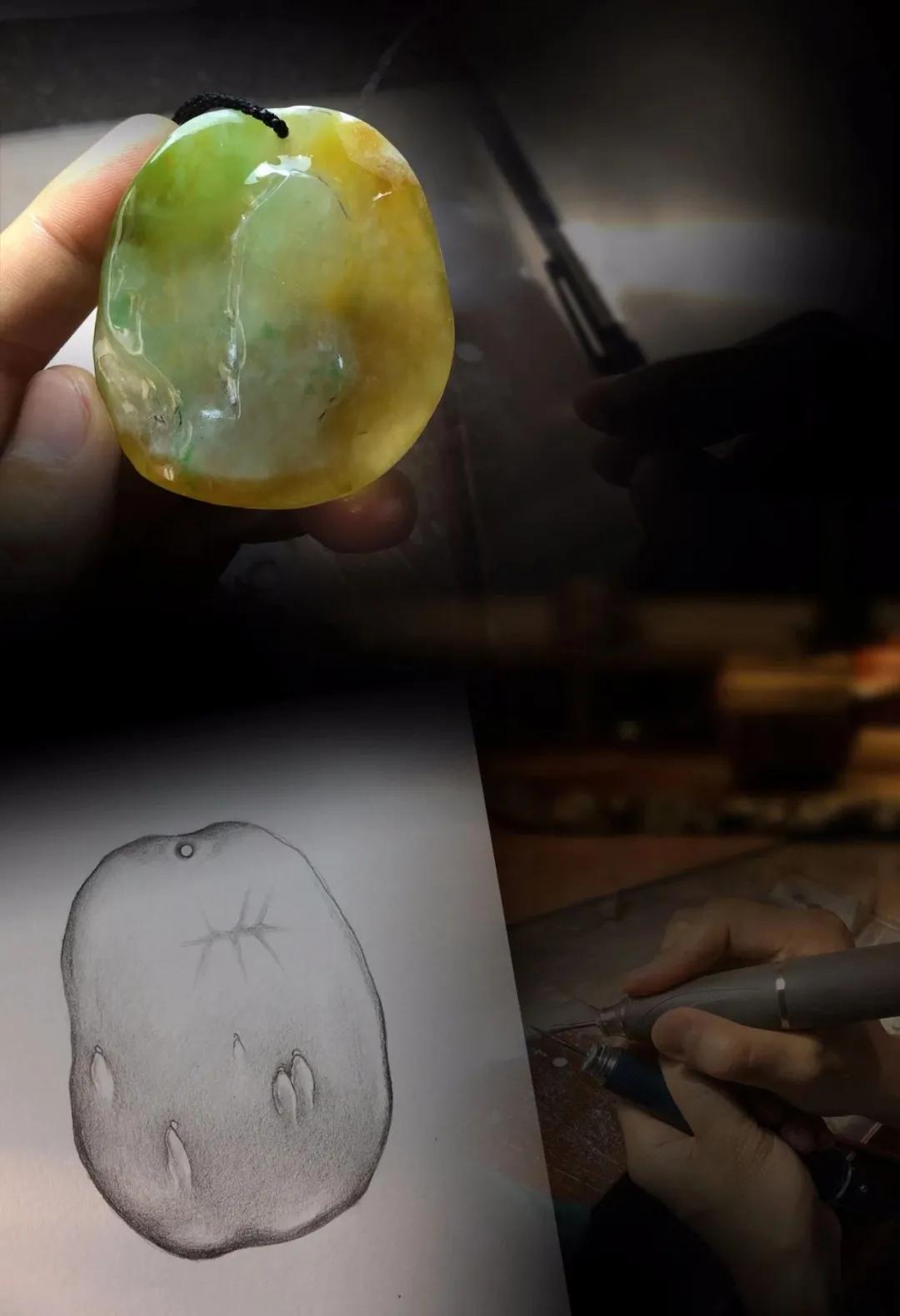 黑藓翡翠手镯从原石到成品，随形边角料又美出了新境界！  第14张