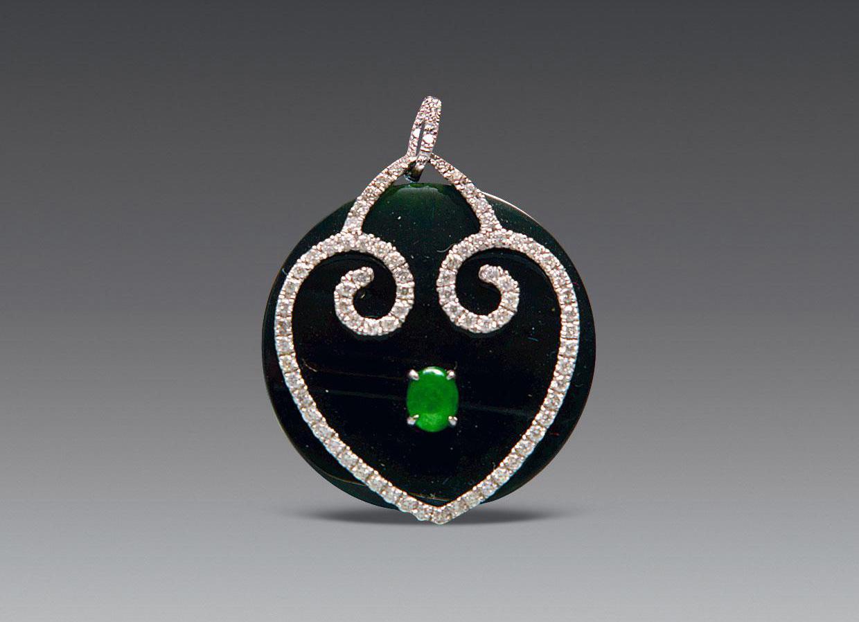 a货翡翠玉镯批发价格绿泉沁心田——墨翠  第4张