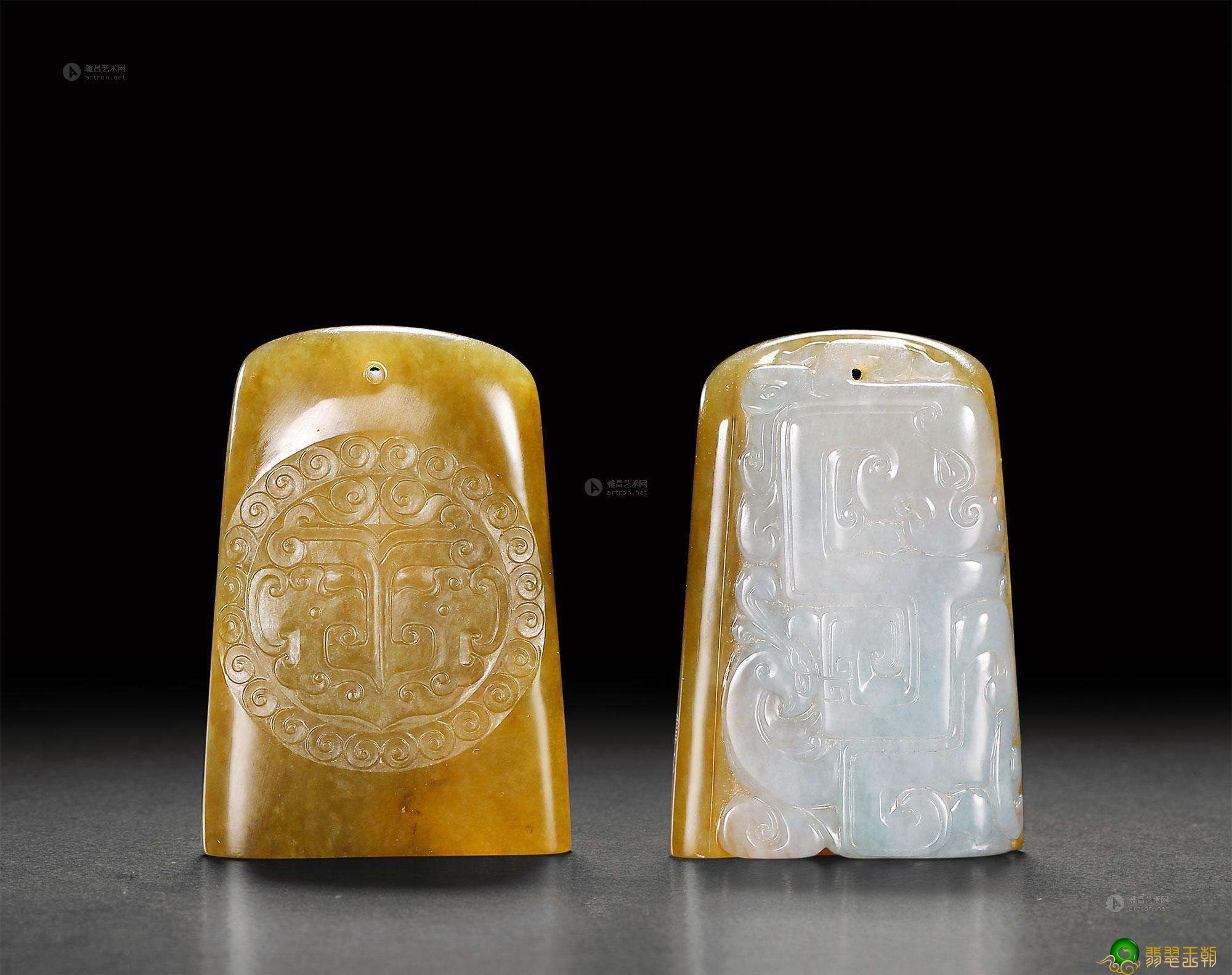 一手翡翠原石蒙料公斤价格合适夫妇的翡翠手工雕刻对牌，有关龙凰牌的一些叫法   第2张