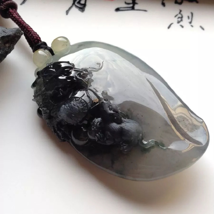 翡翠里水墨隐士——乌鸡种翡翠  第8张