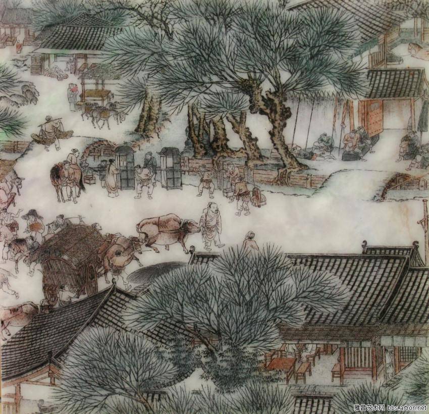 翡翠玉石上的《清明上河图》微雕玉册  第12张