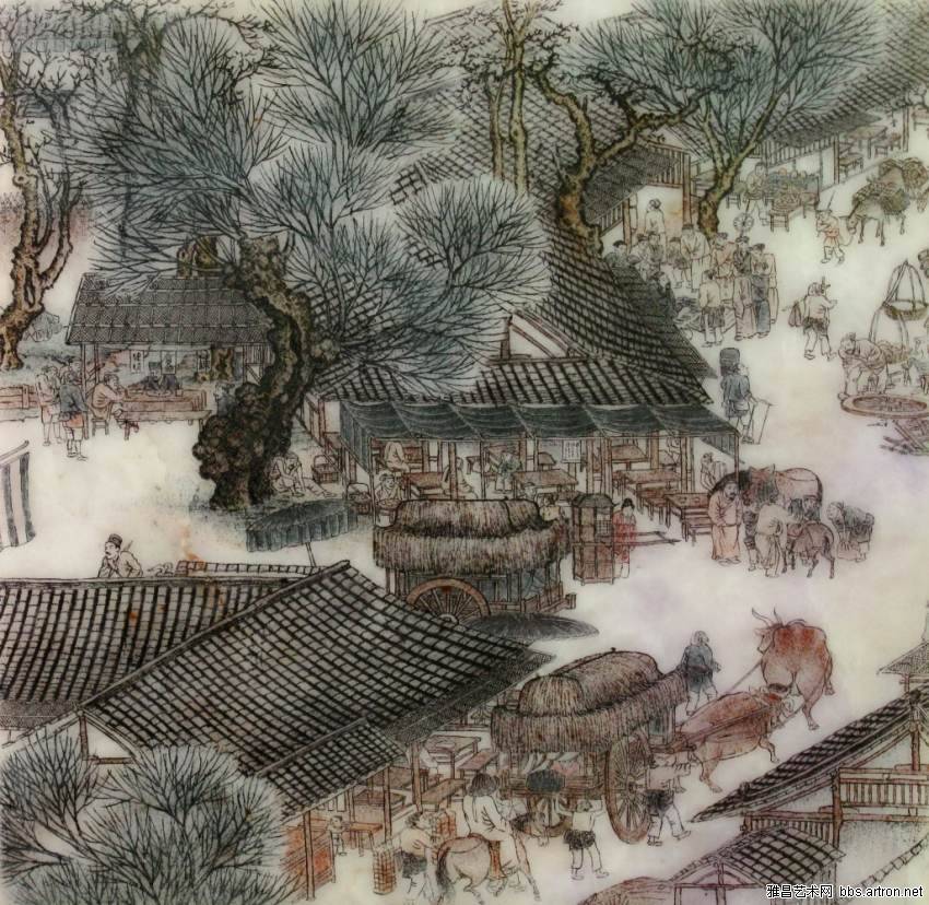 翡翠玉石上的《清明上河图》微雕玉册  第13张