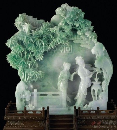 翡翠原石全白是什么厂口的宋世义翡翠摆件作品 西厢记