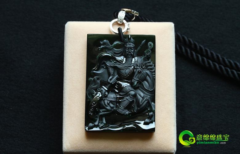英明神武精美翡翠关公挂件 忠肝义胆名垂青史  第2张