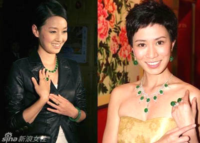 冰种晴水翡翠盘点那些女星身上的翡翠配饰  第7张