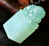 油青色翡翠手镯图片缅甸翡翠 印章 神兽的造型 美好的寓意  第2张
