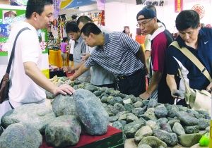 翡翠赌石首现民博会 众人争睹疯狂的石头