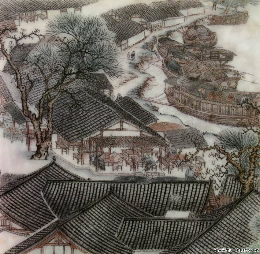翡翠玉石上的《清明上河图》微雕玉册  第14张