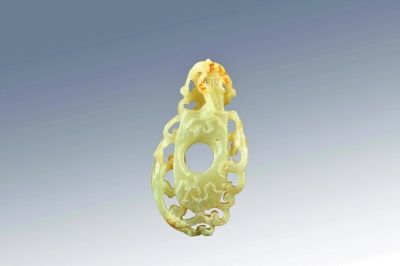 东汉白玉圆雕三螭龙纹?形佩珍赏  第2张