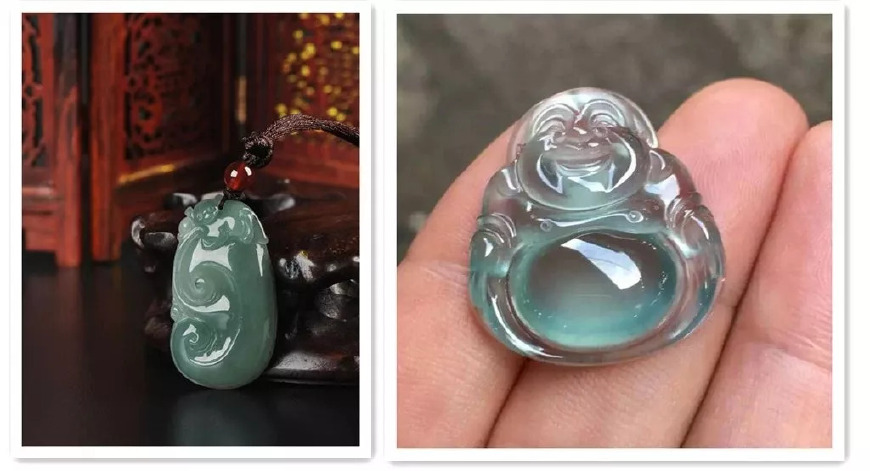 冰种翡翠小葫芦翡翠的“花青”、“干青”、“油青”和“蓝水”的简单对比  第9张