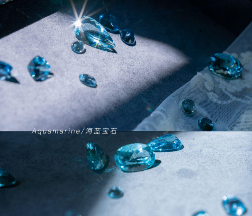 一半种粗一半种细的翡翠手镯海蓝宝，三月生辰石丨近两年极佳的升值宝石  第1张