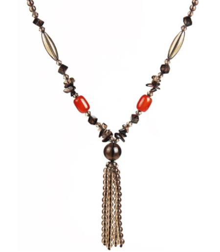 天然水晶珠宝时尚毛衣链该怎么搭配？  第2张