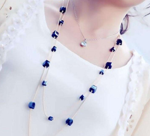 天然水晶珠宝时尚毛衣链该怎么搭配？  第1张