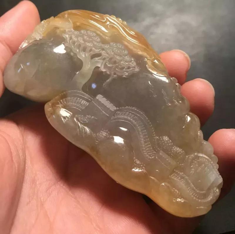 记录普通大马坎翡翠原石蜕变成《鹏程万里》过程  第5张