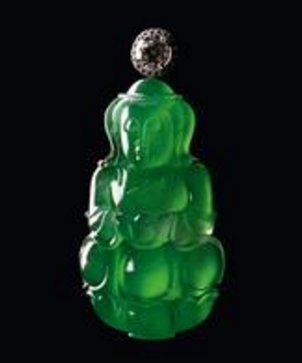 玻璃种帝王绿再配2700颗流光蛋面，这翡翠“观音王”非她莫属了！  第5张