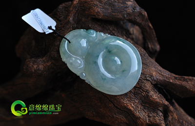 2012三八节送女友盛行礼品 缅甸翡翠A货飘花福在眼前挂件  第1张