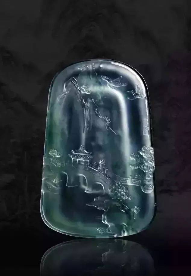 翡翠玻璃种碰上中国山水画，好一幅江山如此多娇！  第9张